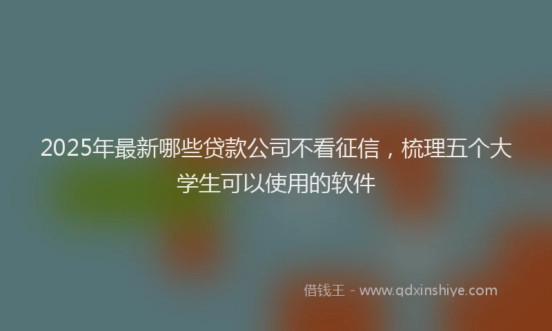 2025年最新哪些贷款公司不看征信，梳理五个大学生可以使用的软件