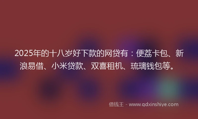 2025年的十八岁好下款的网贷有：便荔卡包、新浪易借、小米贷款、双喜租机、琉璃钱包等。