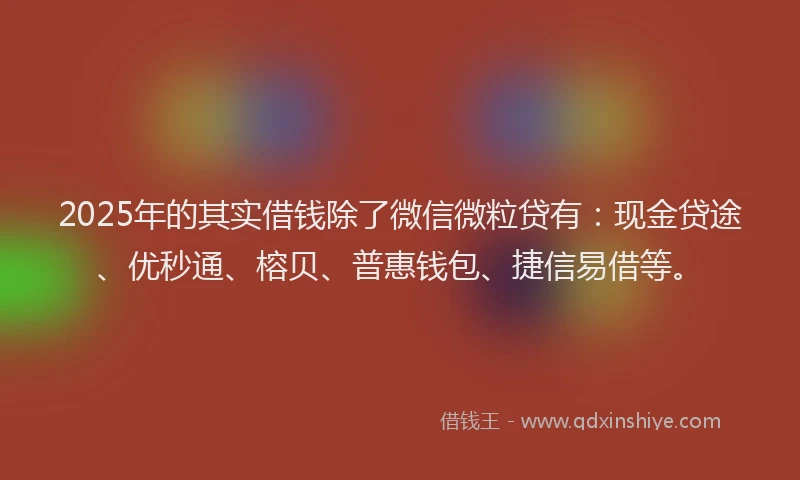 2025年的其实借钱除了微信微粒贷有：现金贷途、优秒通、榕贝、普惠钱包、捷信易借等。