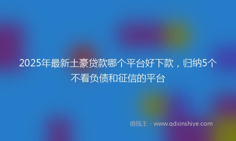 2025年最新土豪贷款哪个平台好下款，归纳5个不看负债和征信的平台