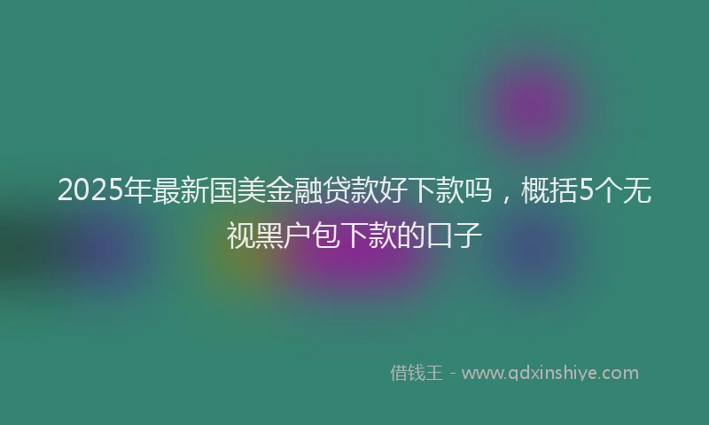 2025年最新国美金融贷款好下款吗，概括5个无视黑户包下款的口子