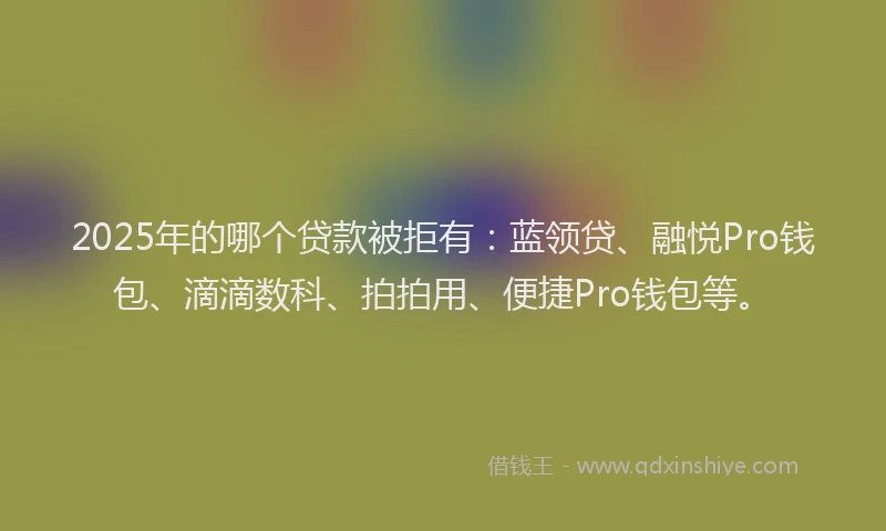2025年的哪个贷款被拒有：蓝领贷、融悦Pro钱包、滴滴数科、拍拍用、便捷Pro钱包等。