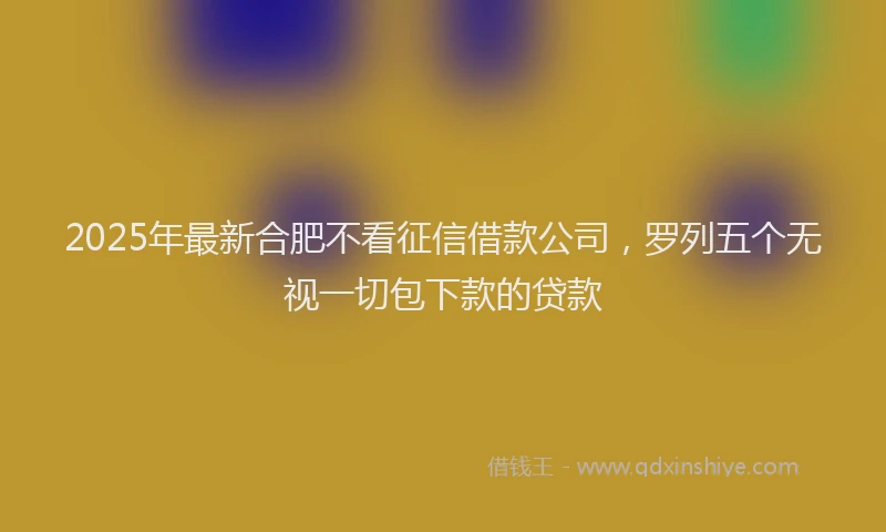 2025年最新合肥不看征信借款公司，罗列五个无视一切包下款的贷款