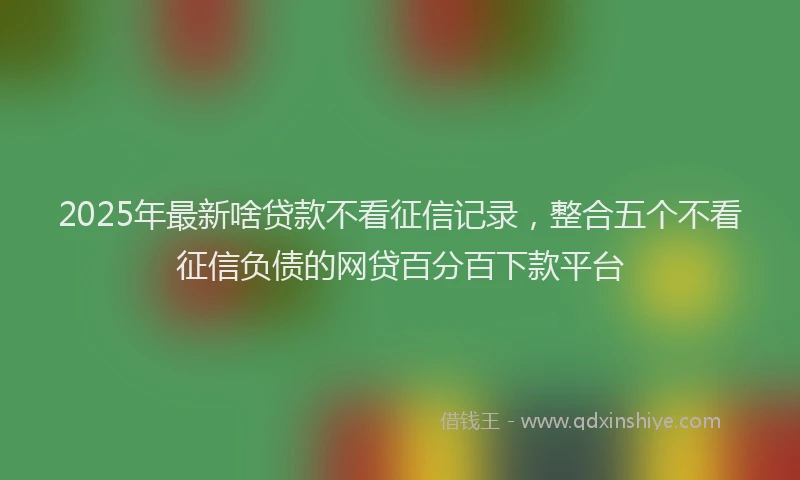2025年最新啥贷款不看征信记录，整合五个不看征信负债的网贷百分百下款平台