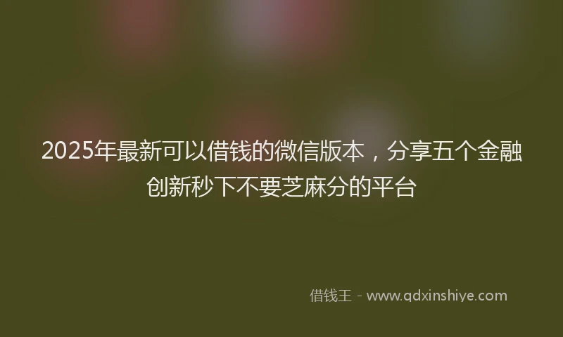 2025年最新可以借钱的微信版本，分享五个金融创新秒下不要芝麻分的平台