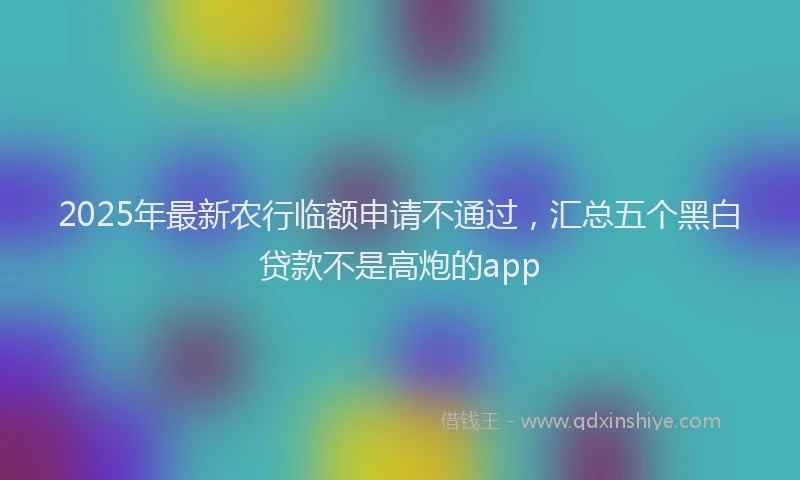 2025年最新农行临额申请不通过，汇总五个黑白贷款不是高炮的app
