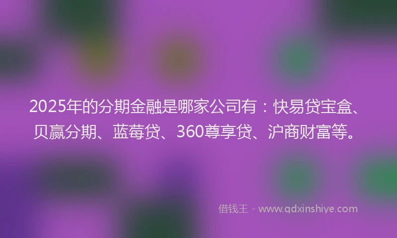 2025年的分期金融是哪家公司有：快易贷宝盒、贝赢分期、蓝莓贷、360尊享贷、沪商财富等。