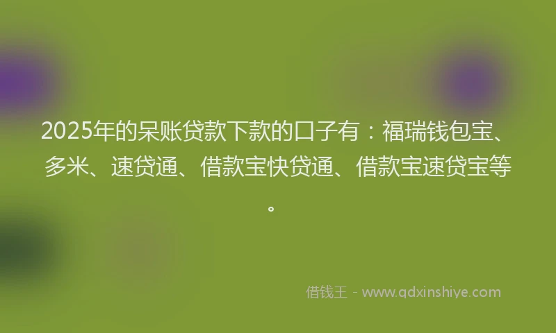 2025年的呆账贷款下款的口子有：福瑞钱包宝、多米、速贷通、借款宝快贷通、借款宝速贷宝等。