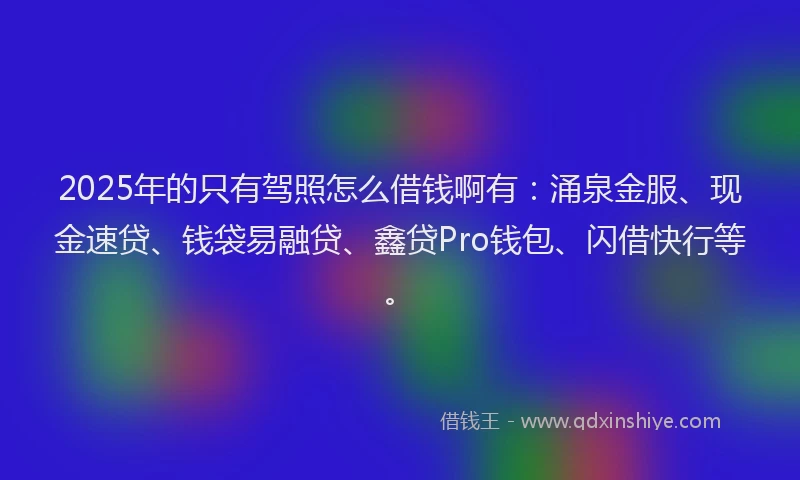 2025年的只有驾照怎么借钱啊有：涌泉金服、现金速贷、钱袋易融贷、鑫贷Pro钱包、闪借快行等。