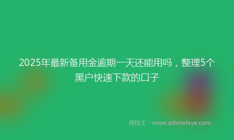2025年最新备用金逾期一天还能用吗，整理5个黑户快速下款的口子