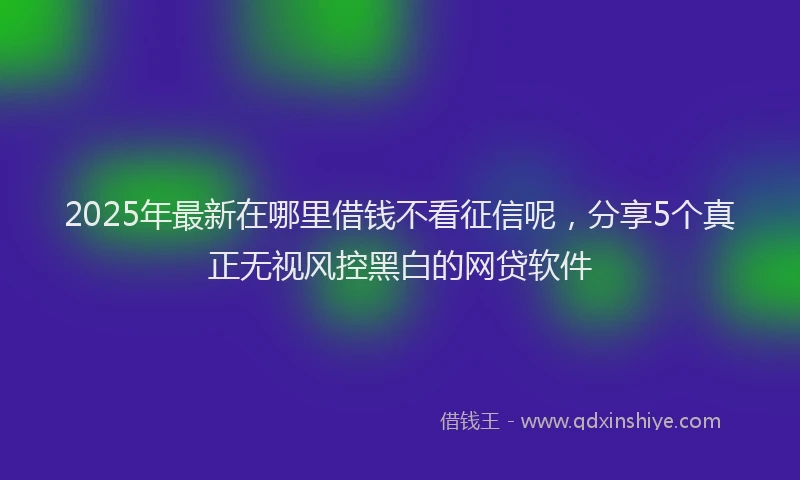 2025年最新在哪里借钱不看征信呢，分享5个真正无视风控黑白的网贷软件