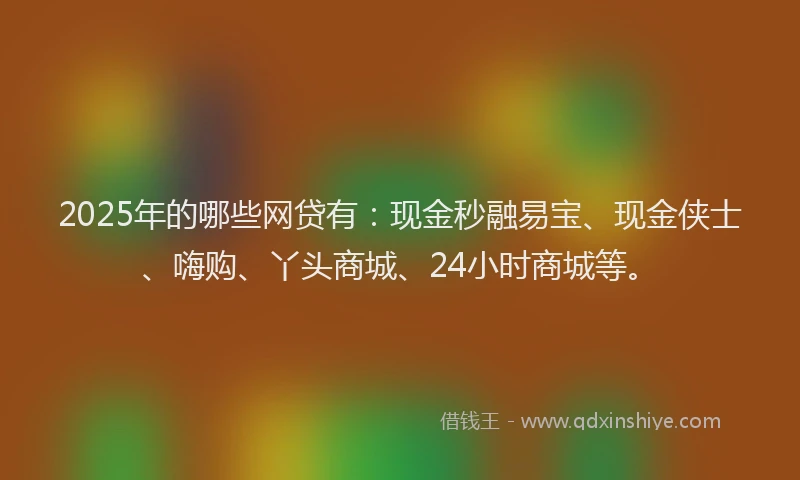 2025年的哪些网贷有：现金秒融易宝、现金侠士、嗨购、丫头商城、24小时商城等。