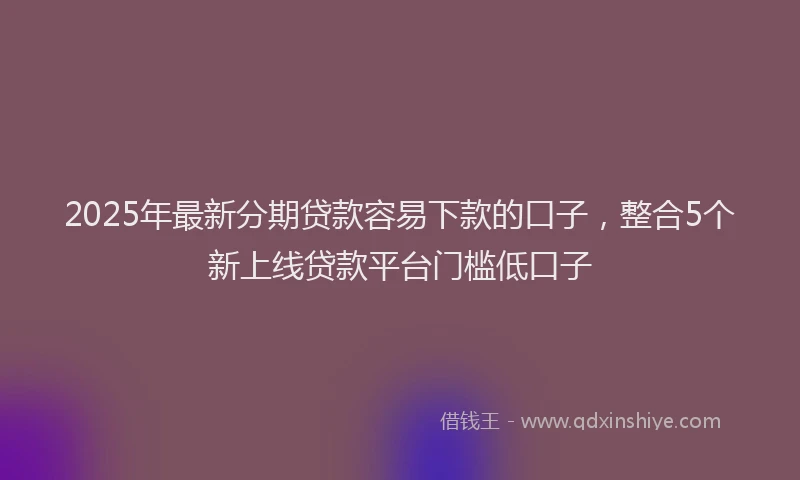 2025年最新分期贷款容易下款的口子，整合5个新上线贷款平台门槛低口子