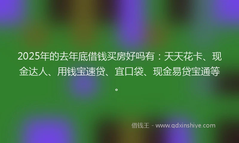 2025年的去年底借钱买房好吗有：天天花卡、现金达人、用钱宝速贷、宜口袋、现金易贷宝通等。