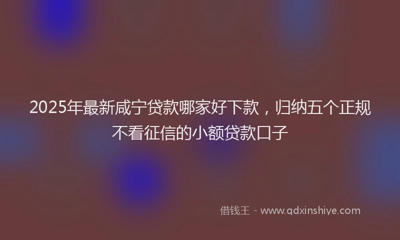 2025年最新咸宁贷款哪家好下款，归纳五个正规不看征信的小额贷款口子