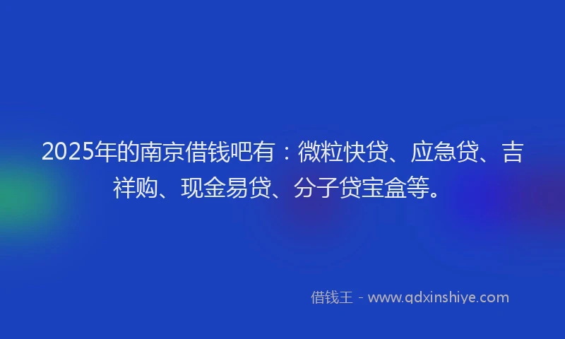 2025年的南京借钱吧有：微粒快贷、应急贷、吉祥购、现金易贷、分子贷宝盒等。
