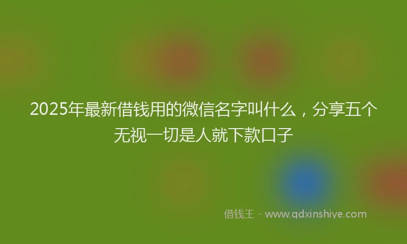 2025年最新借钱用的微信名字叫什么，分享五个无视一切是人就下款口子