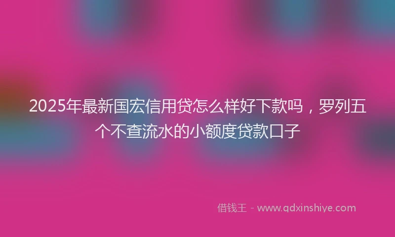 2025年最新国宏信用贷怎么样好下款吗，罗列五个不查流水的小额度贷款口子