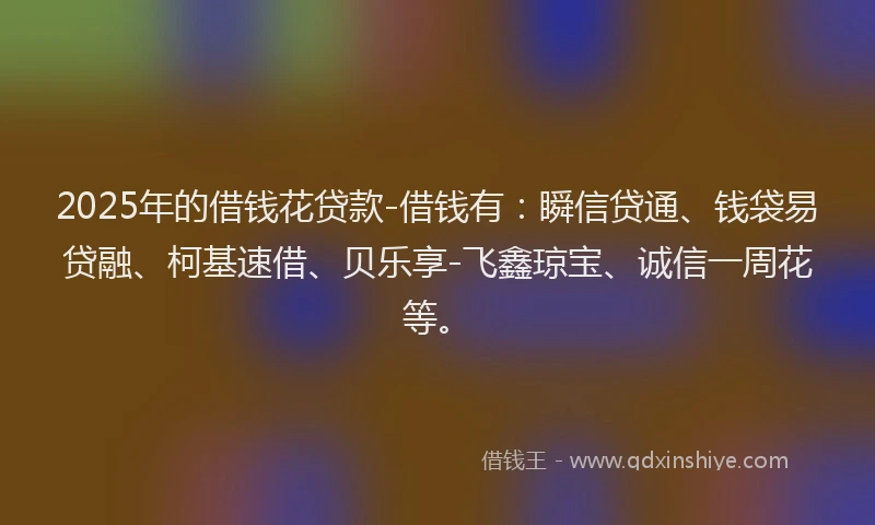 2025年的借钱花贷款-借钱有：瞬信贷通、钱袋易贷融、柯基速借、贝乐享-飞鑫琼宝、诚信一周花等。