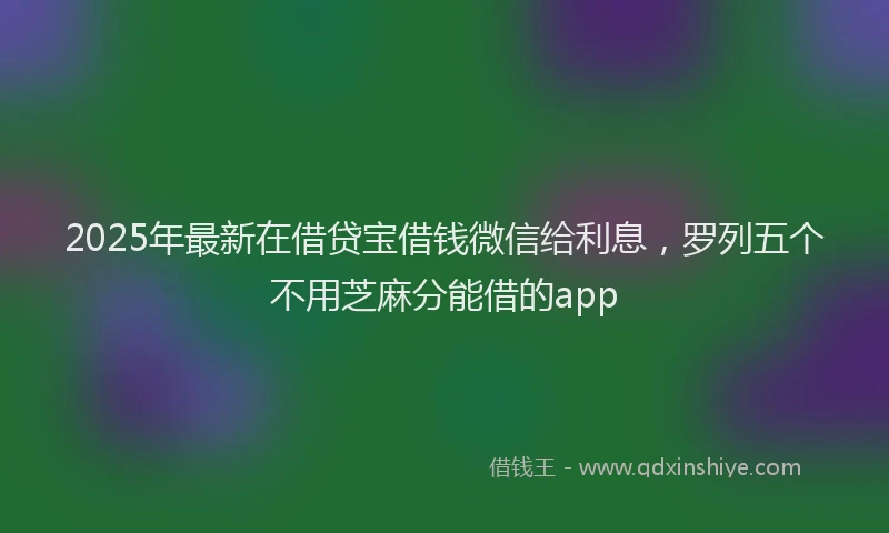 2025年最新在借贷宝借钱微信给利息，罗列五个不用芝麻分能借的app