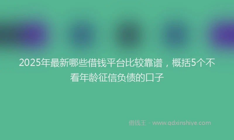 2025年最新哪些借钱平台比较靠谱，概括5个不看年龄征信负债的口子