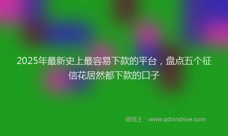 2025年最新史上最容易下款的平台，盘点五个征信花居然都下款的口子
