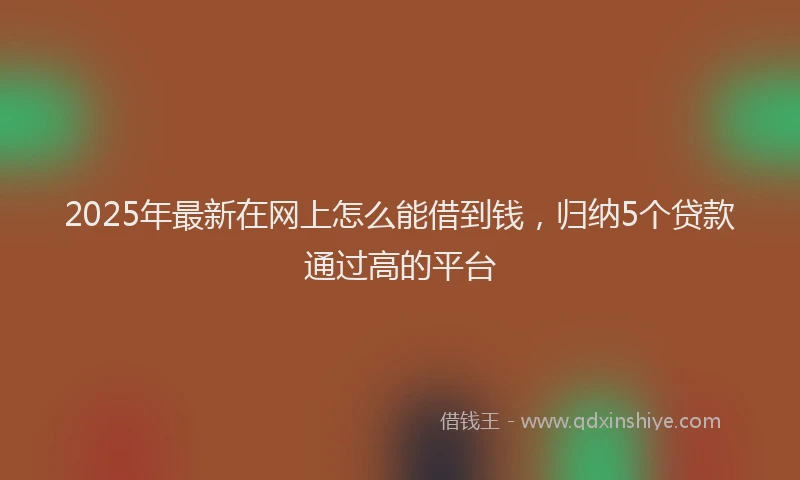 2025年最新在网上怎么能借到钱，归纳5个贷款通过高的平台