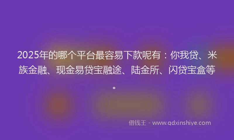 2025年的哪个平台最容易下款呢有：你我贷、米族金融、现金易贷宝融途、陆金所、闪贷宝盒等。