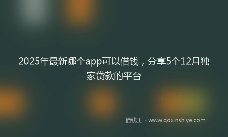 2025年最新哪个app可以借钱，分享5个12月独家贷款的平台