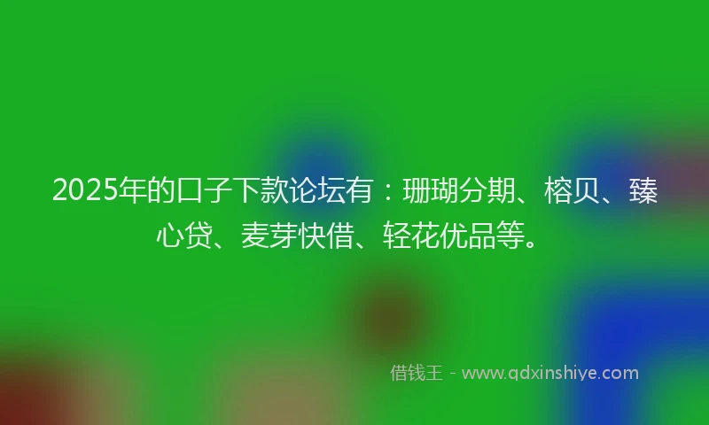 2025年的口子下款论坛有：珊瑚分期、榕贝、臻心贷、麦芽快借、轻花优品等。