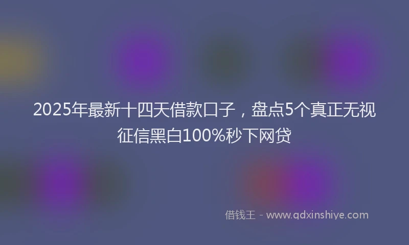 2025年最新十四天借款口子，盘点5个真正无视征信黑白100%秒下网贷