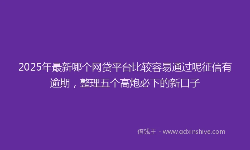 2025年最新哪个网贷平台比较容易通过呢征信有逾期，整理五个高炮必下的新口子