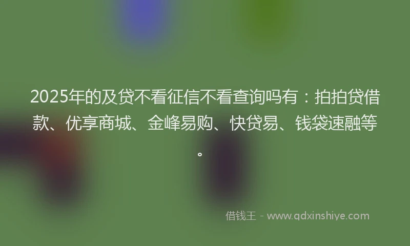 2025年的及贷不看征信不看查询吗有：拍拍贷借款、优享商城、金峰易购、快贷易、钱袋速融等。