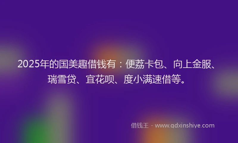 2025年的国美趣借钱有：便荔卡包、向上金服、瑞雪贷、宜花呗、度小满速借等。