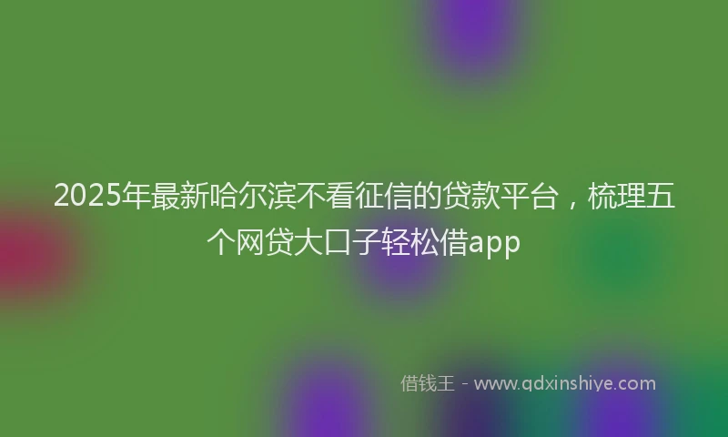 2025年最新哈尔滨不看征信的贷款平台，梳理五个网贷大口子轻松借app