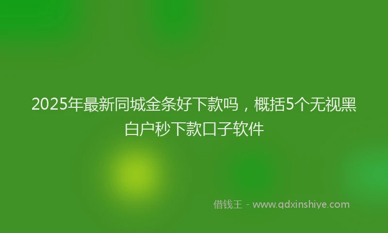 2025年最新同城金条好下款吗，概括5个无视黑白户秒下款口子软件