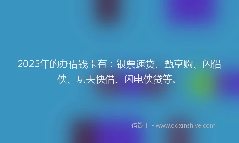 2025年的办借钱卡有：银票速贷、甄享购、闪借侠、功夫快借、闪电侠贷等。