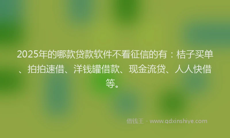 2025年的哪款贷款软件不看征信的有：桔子买单、拍拍速借、洋钱罐借款、现金流贷、人人快借等。