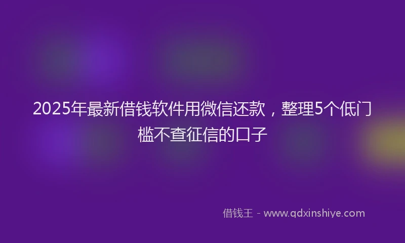 2025年最新借钱软件用微信还款，整理5个低门槛不查征信的口子