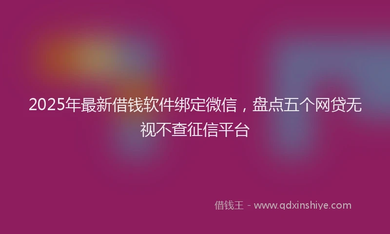 2025年最新借钱软件绑定微信，盘点五个网贷无视不查征信平台