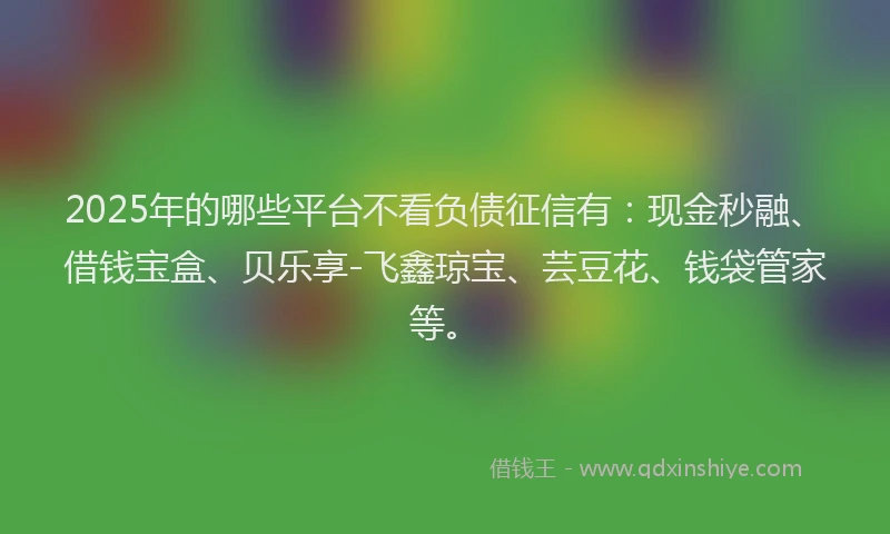 2025年的哪些平台不看负债征信有：现金秒融、借钱宝盒、贝乐享-飞鑫琼宝、芸豆花、钱袋管家等。