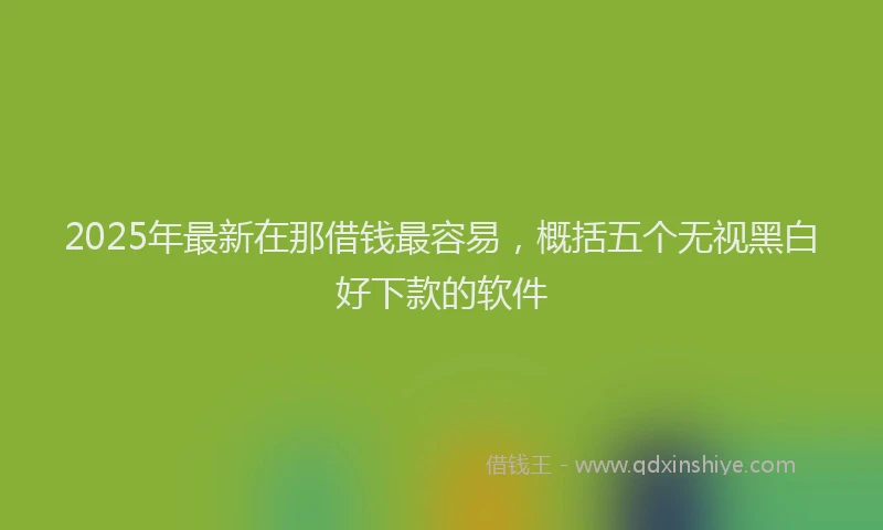 2025年最新在那借钱最容易，概括五个无视黑白好下款的软件