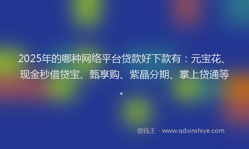 2025年的哪种网络平台贷款好下款有：元宝花、现金秒借贷宝、甄享购、紫晶分期、掌上贷通等。