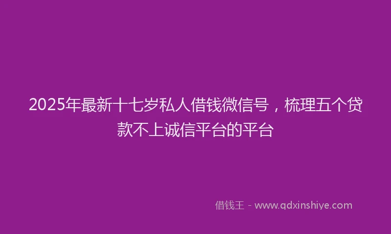 2025年最新十七岁私人借钱微信号，梳理五个贷款不上诚信平台的平台