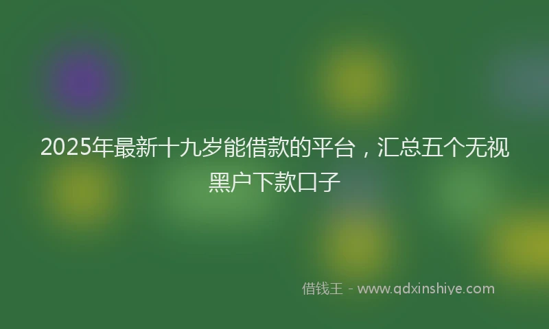 2025年最新十九岁能借款的平台，汇总五个无视黑户下款口子