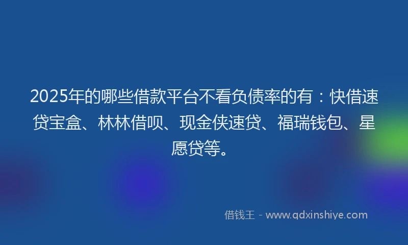 2025年的哪些借款平台不看负债率的有：快借速贷宝盒、林林借呗、现金侠速贷、福瑞钱包、星愿贷等。