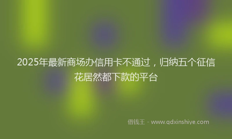 2025年最新商场办信用卡不通过，归纳五个征信花居然都下款的平台
