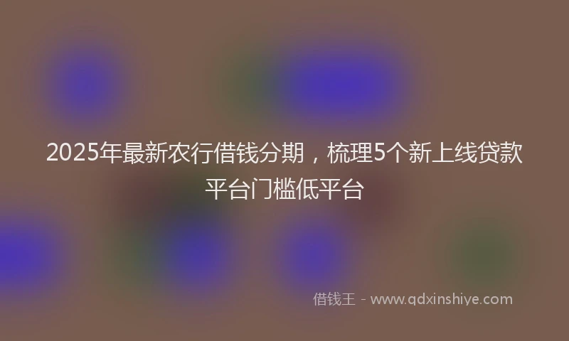 2025年最新农行借钱分期，梳理5个新上线贷款平台门槛低平台