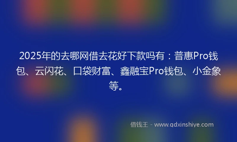 2025年的去哪网借去花好下款吗有：普惠Pro钱包、云闪花、口袋财富、鑫融宝Pro钱包、小金象等。