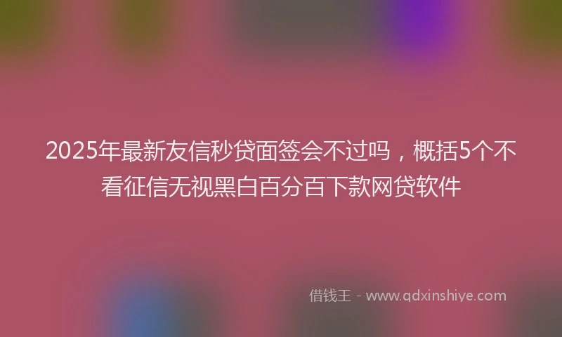 2025年最新友信秒贷面签会不过吗，概括5个不看征信无视黑白百分百下款网贷软件